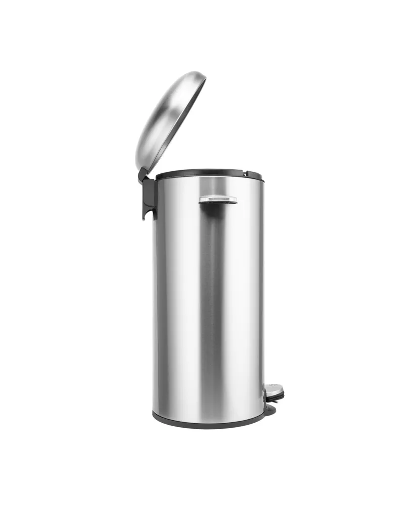 8 Gal./30 Liter Stainless Steel Round Shape Step-on Trash Can for Kitchen