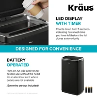 Kraus GarbagePro Rectangular 13 Gallon Touchless Motion Sensor Trash Can