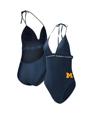 Women's G-iii 4Her by Carl Banks Navy Michigan Wolverines Full Count One-Piece Swimsuit