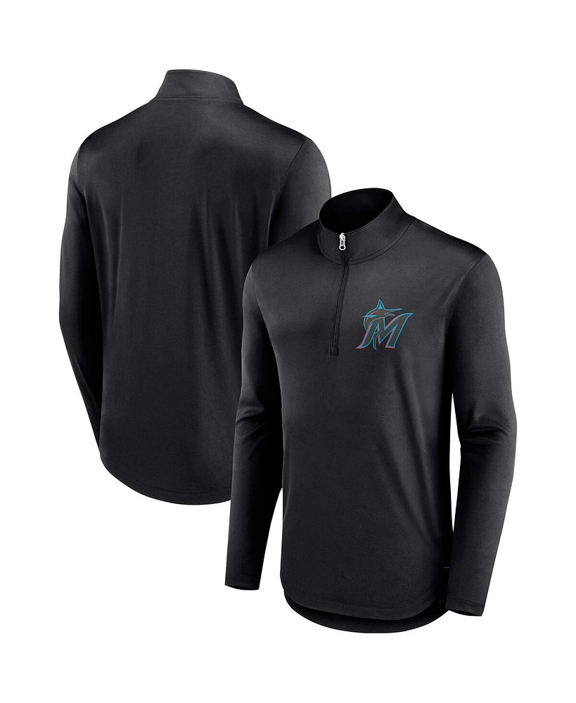 Men's Fanatics Black Miami Marlins Tough Minded Quarter-Zip Jacket