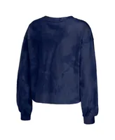 Women's Wear by Erin Andrews Navy Milwaukee Brewers Tie-Dye Cropped Pullover Sweatshirt and Shorts Lounge Set