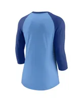 Women's Nike Royal, Light Blue Kansas City Royals Next Up Tri-Blend Raglan 3/4-Sleeve T-shirt