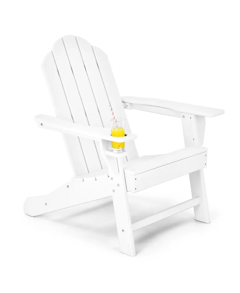 Costway Patio Adirondack Chair Weather Resistant Garden Deck W/Cup Holder