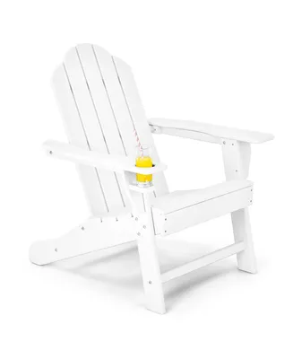 Costway Patio Adirondack Chair Weather Resistant Garden Deck W/Cup Holder