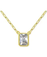 Giani Bernini Cubic Zirconia Octagon Bezel Solitaire Pendant Necklace, 16" + 2" extender, Created for Macy's