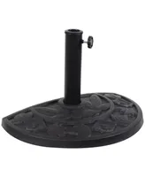 Sunnydaze Decor 19 in Floral Resin Half Wall Patio Umbrella Base - Black