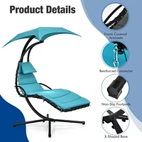 Costway Patio Hanging Lounge Chaise Hammock Chair Removable Canopy