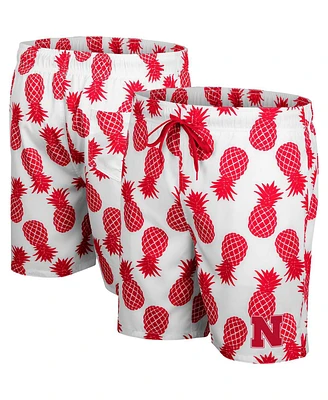 Men's Colosseum White, Scarlet Nebraska Huskers Pineapple Swim Shorts