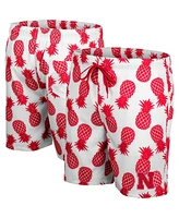 Men's Colosseum White, Scarlet Nebraska Huskers Pineapple Swim Shorts