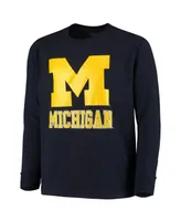 Big Boys and Girls Champion Navy Michigan Wolverines Lockup Long Sleeve T-shirt