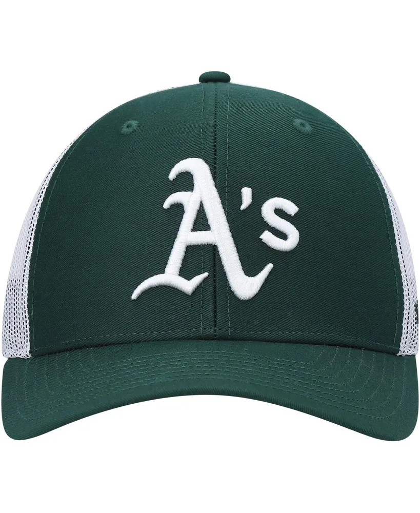 Men's '47 Brand Green, White Oakland Athletics Primary Logo Trucker Snapback Hat