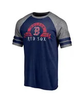 Men's Fanatics Heather Navy Boston Red Sox Utility Two-Stripe Raglan Tri-Blend T-shirt