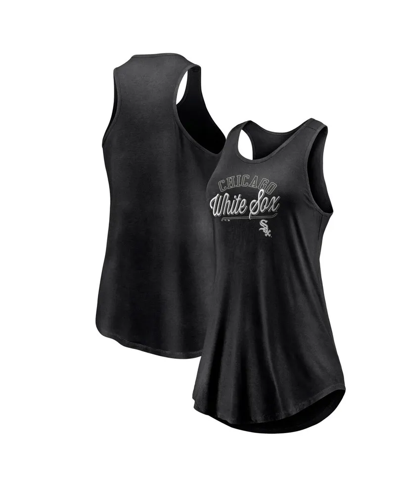 Women's Fanatics Black Chicago White Sox Simplicity Swing Racerback Scoop Neck Tank Top