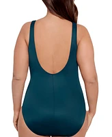 Miraclesuit Women's Plus Illustionists Crossover Tummy Control One Piece Swimsuit