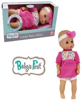 Baby's First by Nemcor Goldberger Doll 11" Classic Softina with Pink Foral Jumper Headband