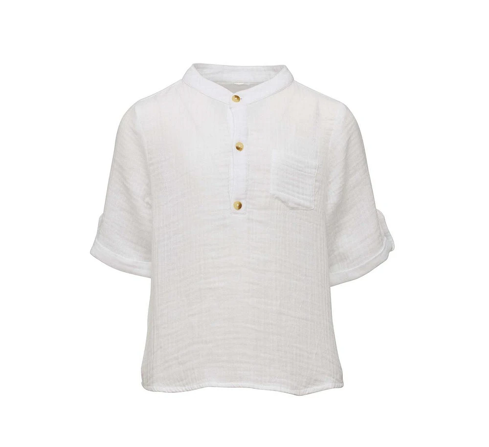 Snapper Rock Toddler|Child Boys Frankie White Resort Shirt