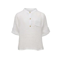 Snapper Rock Toddler|Child Boys Frankie White Resort Shirt