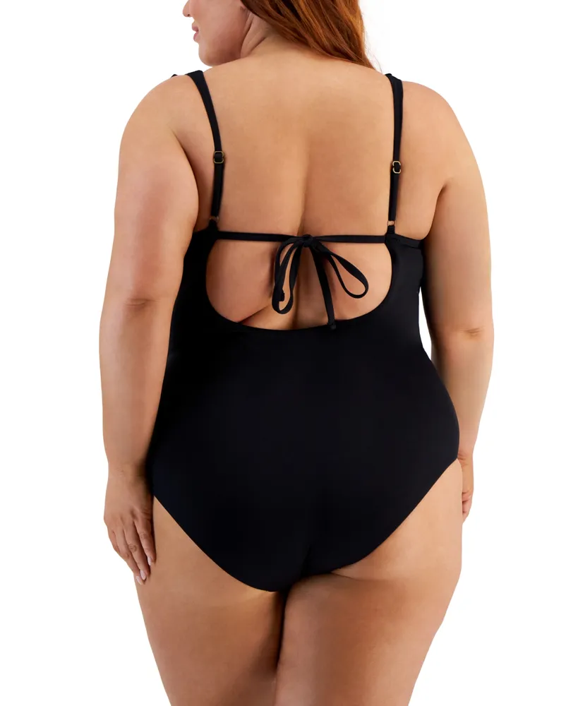 Becca Etc Trendy Plus Color Code Ruffled One-Piece Swimsuit