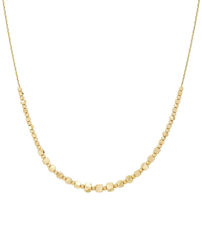 Italian Gold Polished & Textured Bead Collar Necklace in 10k Gold, 18" + 1" extender