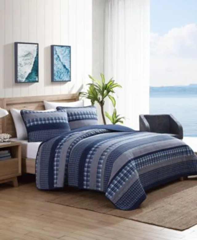 Nautica Raeford Blue Reversible Plaid Quilt Set