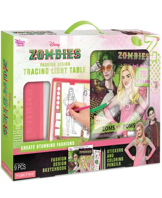 Disney Zombie Fashion Design Tracing Light Table 9 Piece Set, Make It Real, Sketchbook, Stickers Coloring Pencils, Lights Up For Easy Tracing, Draw Sk