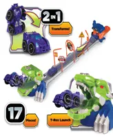 Supreme Machines Nkok Attack Launch Track T.Rex Rocket Bot 42021, 17 Piece Set, Purple Transforming 2-in-1 Car Robot, Easy Assembly