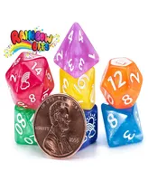 Gatekeeper Games Mighty Tiny Dice Rainbow Bits 7 Piece Rpg Dice, 12Mm Resin Dice, Roleplaying, Custom Logos On D20 And D6, Rainbow of Color in Every S