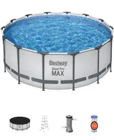 Steel Pro Bestway 14' x 42" Above Ground Pool Set 3440 Gallon, Outdoor Family Pool, Corrosion Puncture Resistant, Filter, Pump, Ladder Cover