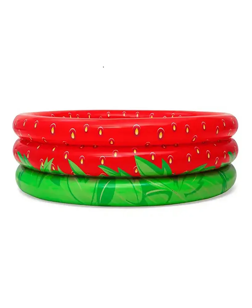 H2OGO Snow Bestway Sweet Strawberry Pool 66" x 15" Inflatable 3-Ring Play Pool, 103 Gallon