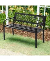 Patio Park Garden Bench Porch Path Chair Outdoor Deck Steel Frame