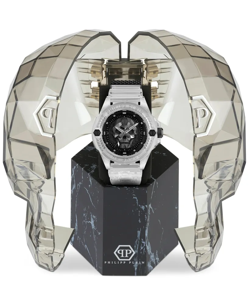 Philipp Plein Men's The $kull Transparent Silicone Strap Watch 45mm