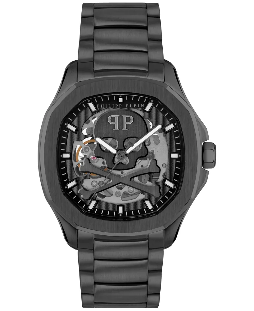 Philipp Plein Men's Automatic Skeleton Spectre Black Ion-Plated Bracelet Watch 42mm