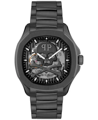 Philipp Plein Men's Automatic Skeleton Spectre Black Ion-Plated Bracelet Watch 42mm