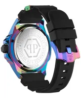 Philipp Plein Men's The $kull Black Silicone Strap Watch 44mm