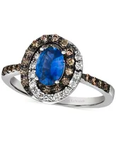 Le Vian Cornflower Ceylon Sapphire (5/8 ct. t.w.) & Diamond (3/8 ct. t.w.) Swirl Statement Ring in 14k White Gold