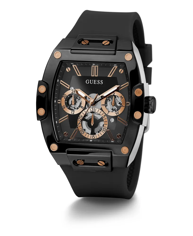 Guess Men's Multifunction Black Silicone Watch 43mm