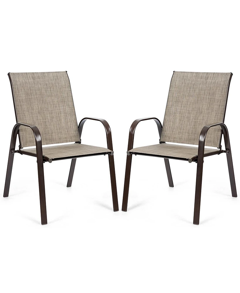 Costway 2PCS Patio Chairs Dining Chair Deck Yard W/Armrest