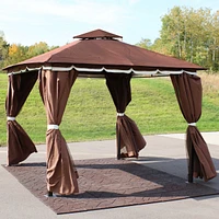 10 x Foot Soft-Top Patio Gazebo with Screens and Privacy Walls - Great for Backyard, Garden or Deck