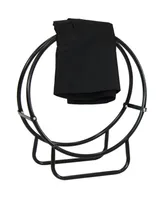 Sunnydaze Decor in Powder-Coated Steel Firewood Log Hoop Rack with Black Cover