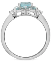 Sky Blue Topaz (2-3/4 ct. t.w.) & Lab-grown White Sapphire (1/4 ct. t.w.) Cluster Ring in Sterling Silver