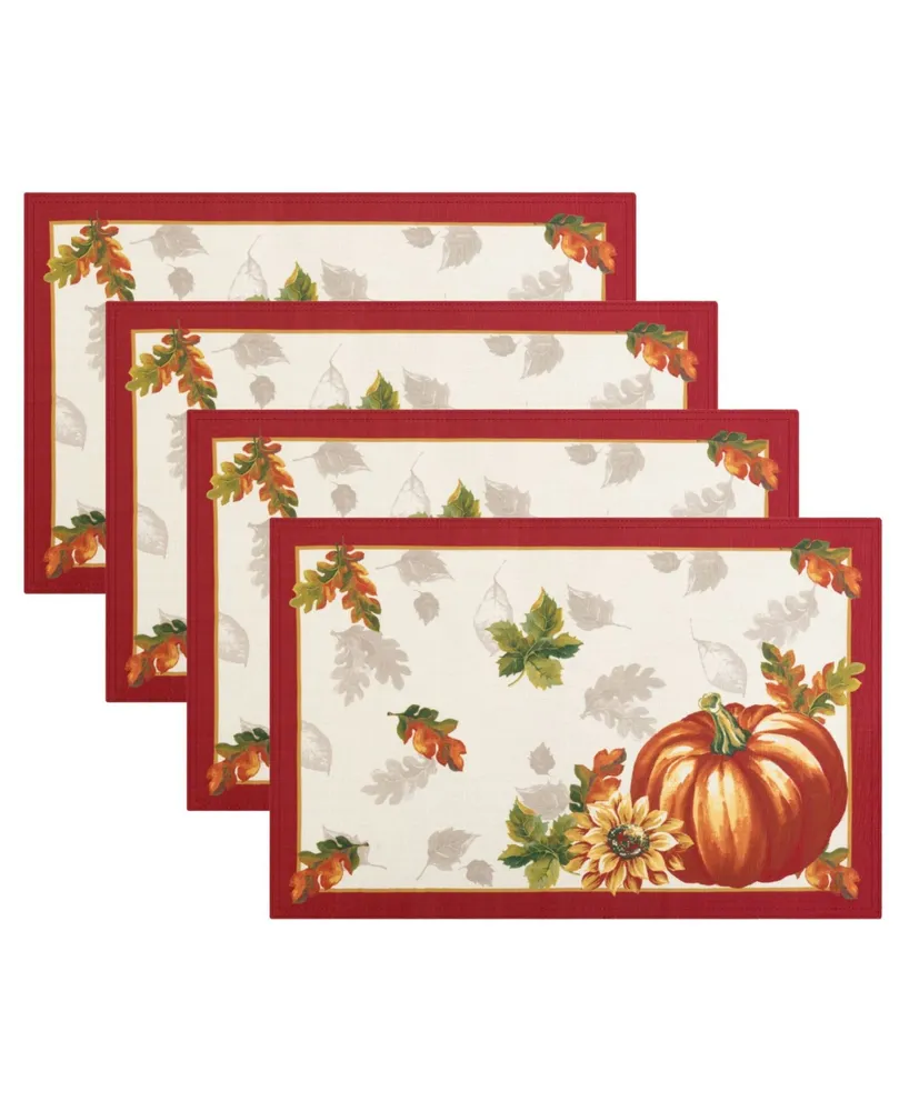 Elrene Swaying Leaves Bordered Fall Placemat, Set of 4, 13" x 19"