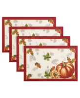 Elrene Swaying Leaves Bordered Fall Placemat, Set of 4, 13" x 19"