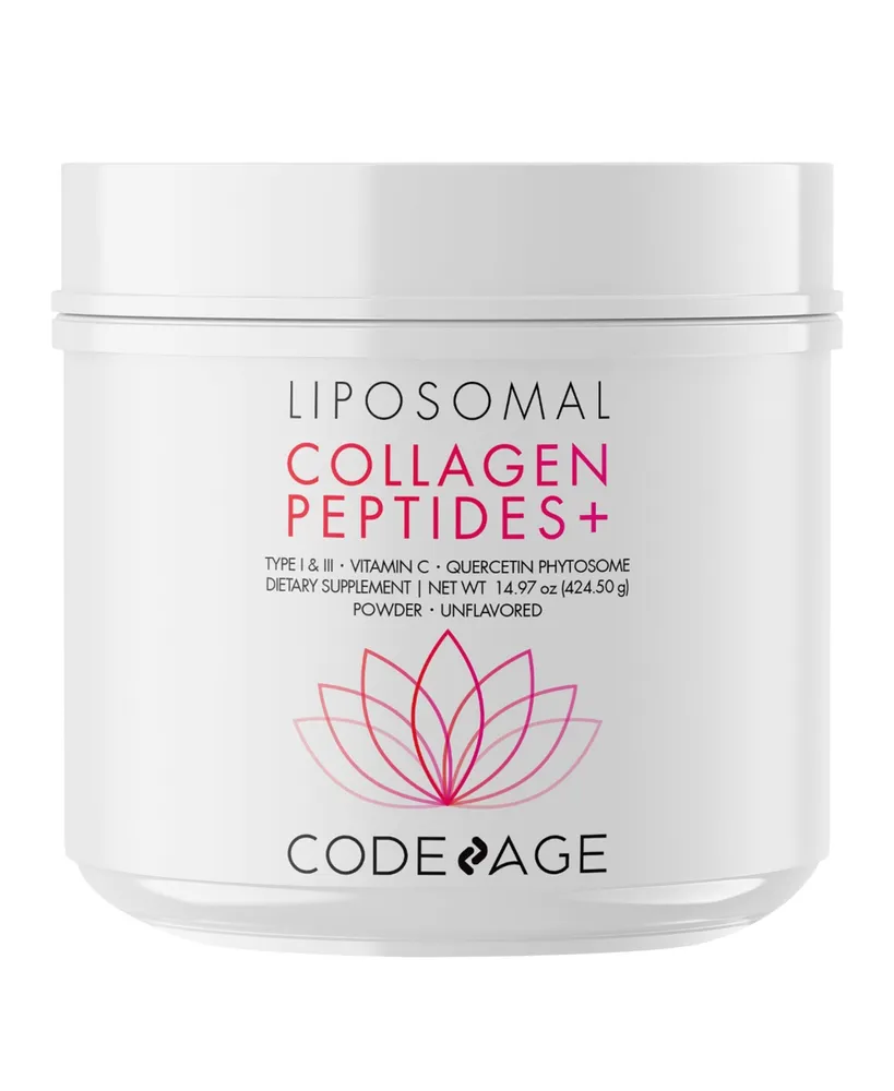 Codeage Liposomal Collagen Peptides Powder + Vitamin C & Quercetin Phytosome, Phospholipid Complex, Grass-Fed Pasture