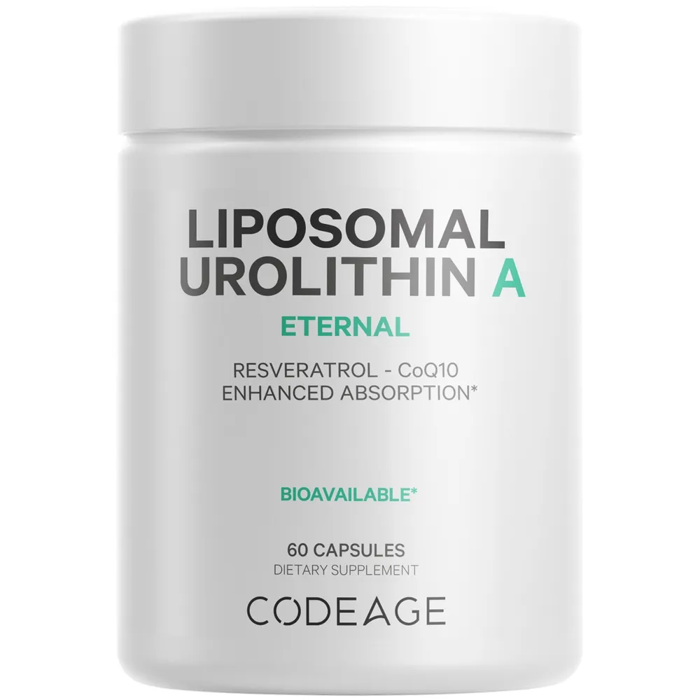 Codeage Liposomal Urolithin A Supplement - Resveratrol, Betaine, CoQ10 - Liposomal Delivery for Bioavailability - 1-Month Supply, 60 Capsules