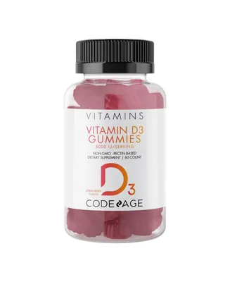 Codeage Vitamin D3 Gummies, 5000 Iu, Strawberry Flavored Vitamin Supplement - 60ct