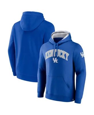 Men's Fanatics Royal Kentucky Wildcats Arch and Logo Tackle Twill Pullover Hoodie