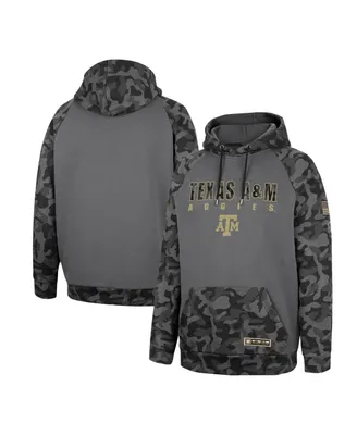 Men's Colosseum Charcoal Texas A&M Aggies Oht Military-Inspired Appreciation Camo Stack Raglan Pullover Hoodie