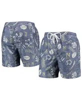 Men's Wes & Willy Navy Midshipmen Vintage-Inspired Floral Swim Trunks