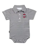 Infant Boys and Girls Garb Black, White Ohio State Buckeyes Carson Striped Short Sleeve Bodysuit