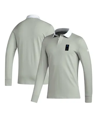 Men's adidas Gray 2023 Player Charlotte Fc Travel Long Sleeve Polo Shirt